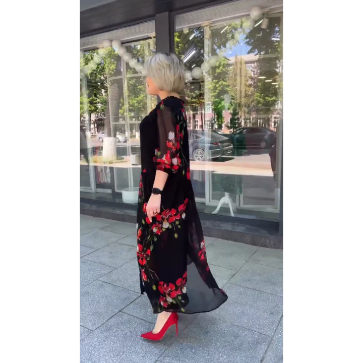 Rosa | Abito Lungo Estivo con Motivo Floreale